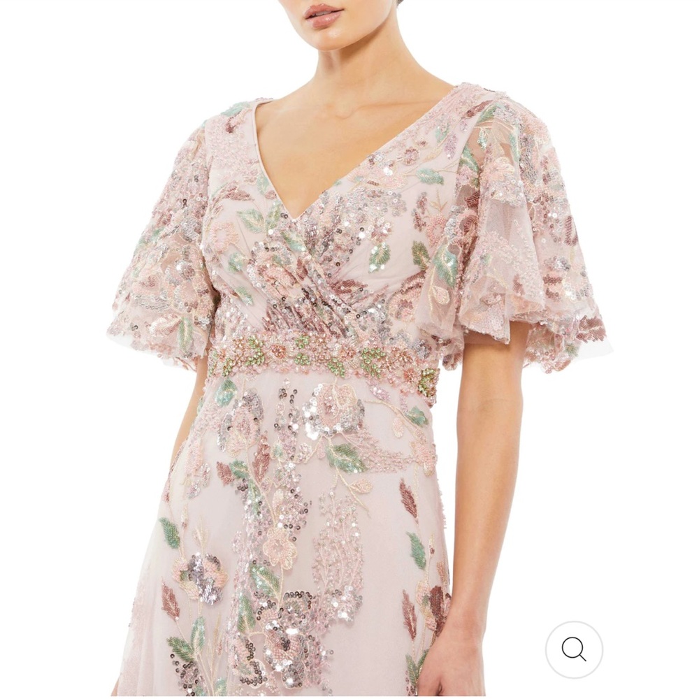 NWT Mac Duggal Floral Embellished Flutter Sleeve Gown - Picture 8 of 8